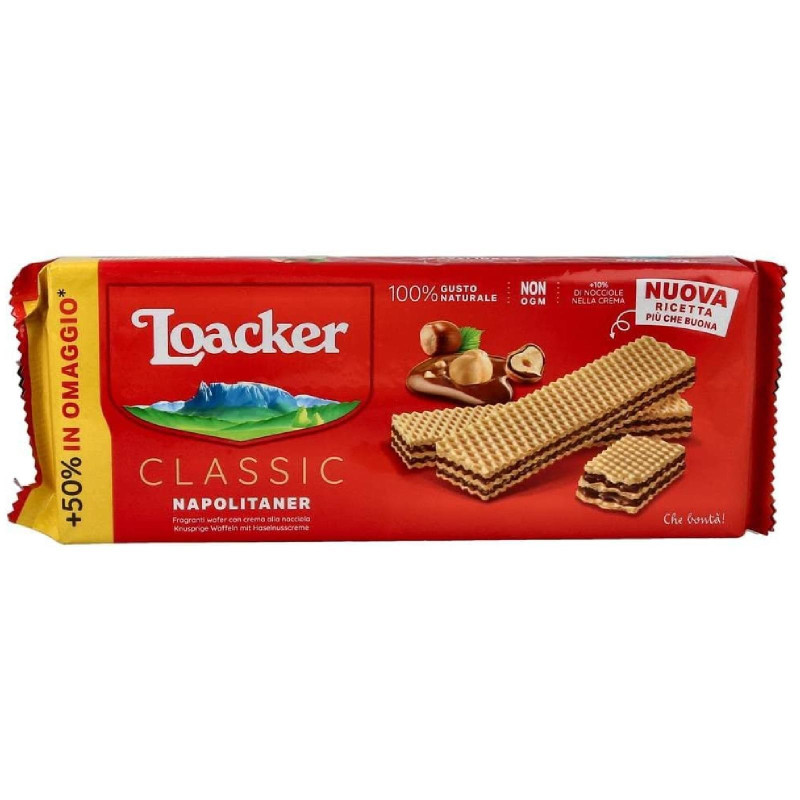 Biscotti Wafer Loacker - Classic Napolitaner - Nocciola - 262,5 g