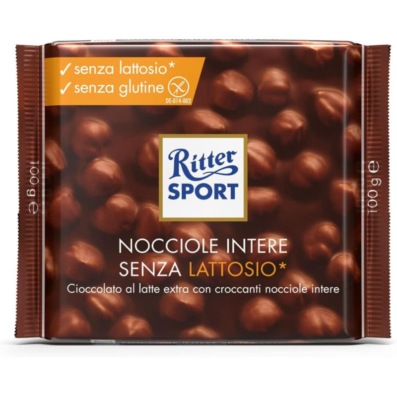 Tavoletta Ritter Sport - Nocciole Intere Senza Lattosio - Cioccolato Latte - 100 g