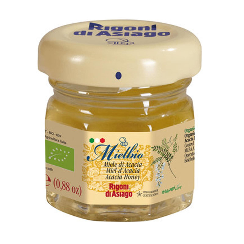 Mini Vasetto Miele Rigoni di Asiago - Miele Di Acacia Liquido - MielBio Biologico - 25 gr - 6 Pezzi