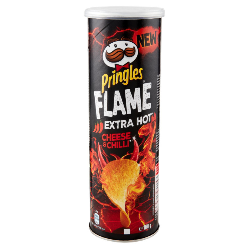 Tubo Patatine Pringles - Flame Extra Hot - Cheese & Chilli - 160 g