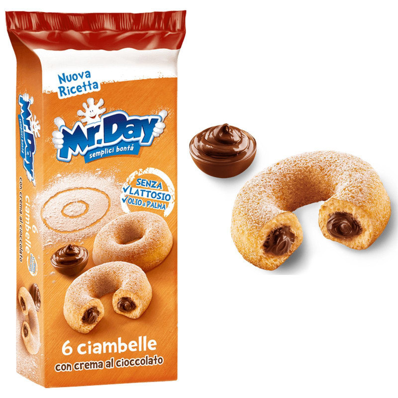 Ciambelle Mr Day - Con Crema al Cioccolato - 6 Ciambelle - 300 gr