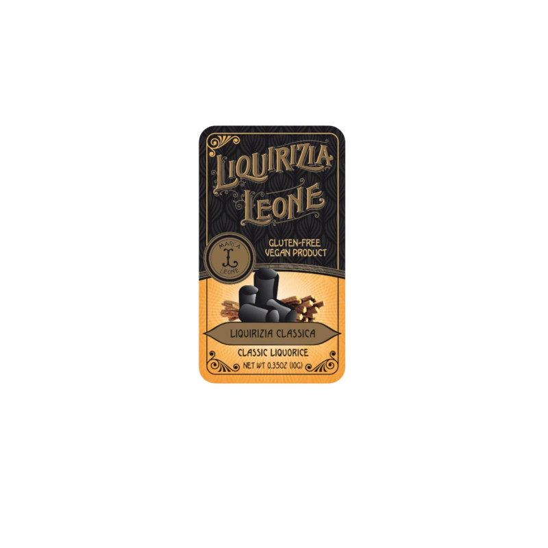 Liquirizia Pura - Pastiglie Leone - Lattina da 10 g - Espositore da 24 Pz 