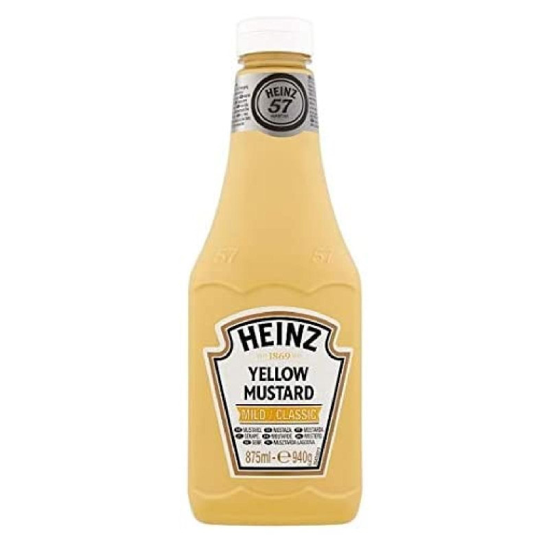 Yellow Mustard Heinz Senape - Mostarda - Bottiglia Squeeze - 875 ml