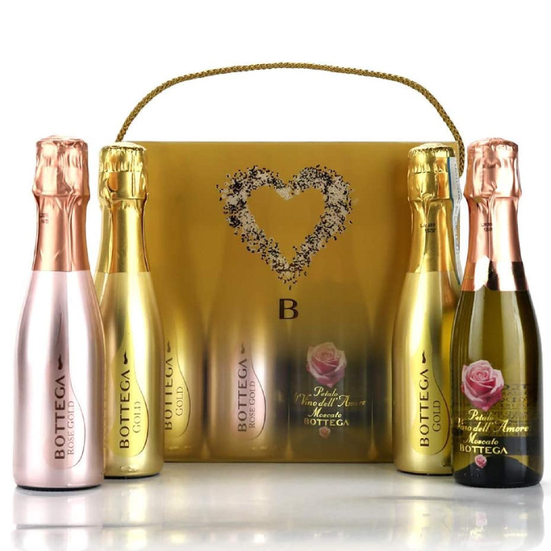 Confezione Regalo - Bottega - Rose' Gold + Gold Brut + Moscato Dolce + Pinot Nero Brut - 4 x 200 ml