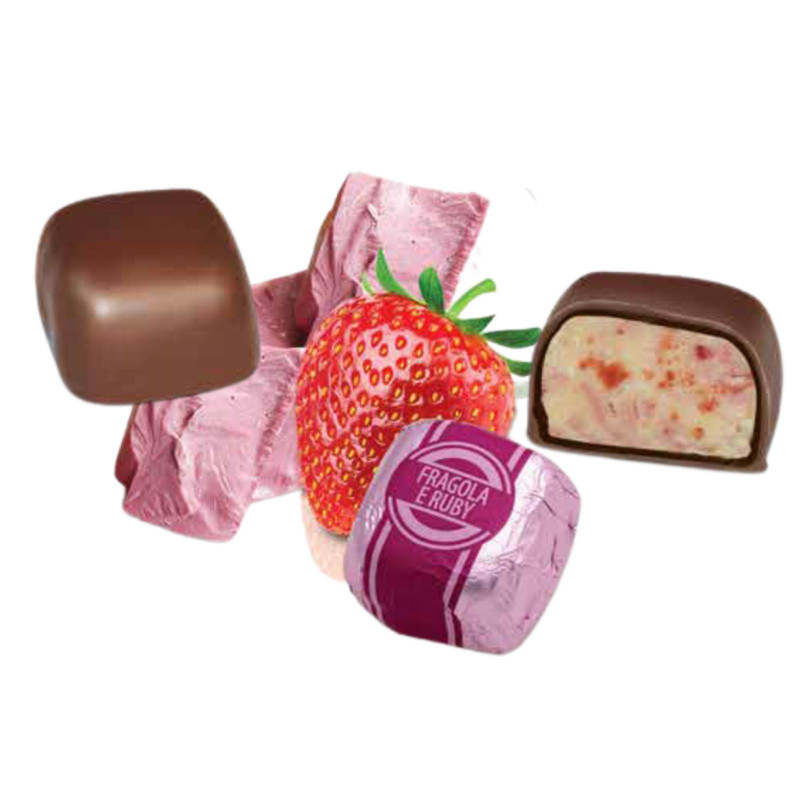 Cioccolatini Vannucci - Fragola e Ruby - Cioccolato Fondente con Ripieno - 500 g