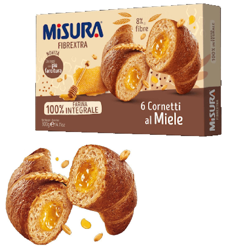 Cornetti Misura - Fibre Extra - Integrali al Miele - 300 gr - 6 cornetti