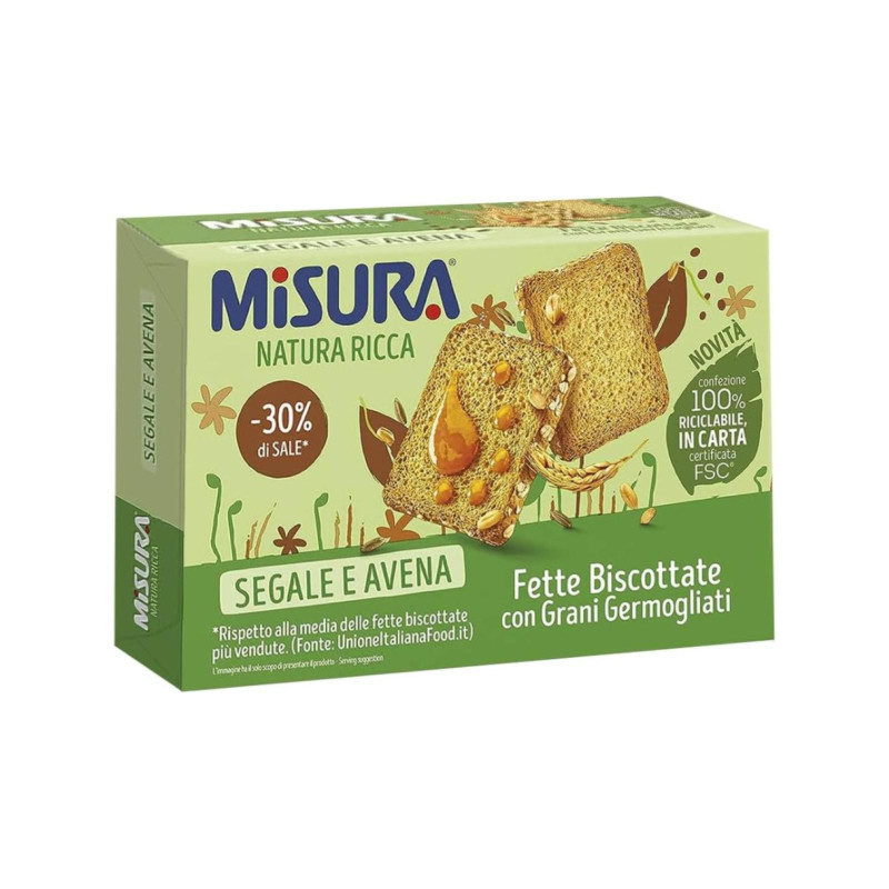 Fette Biscottate - Misura - Segale e Avena - con Grani Germogliati - 320 g