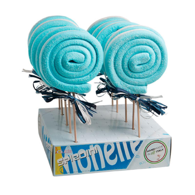 Caramelle Marshmallow Le Monelle - Spiedino Ruota Swirl Blu - 10 Pezzi