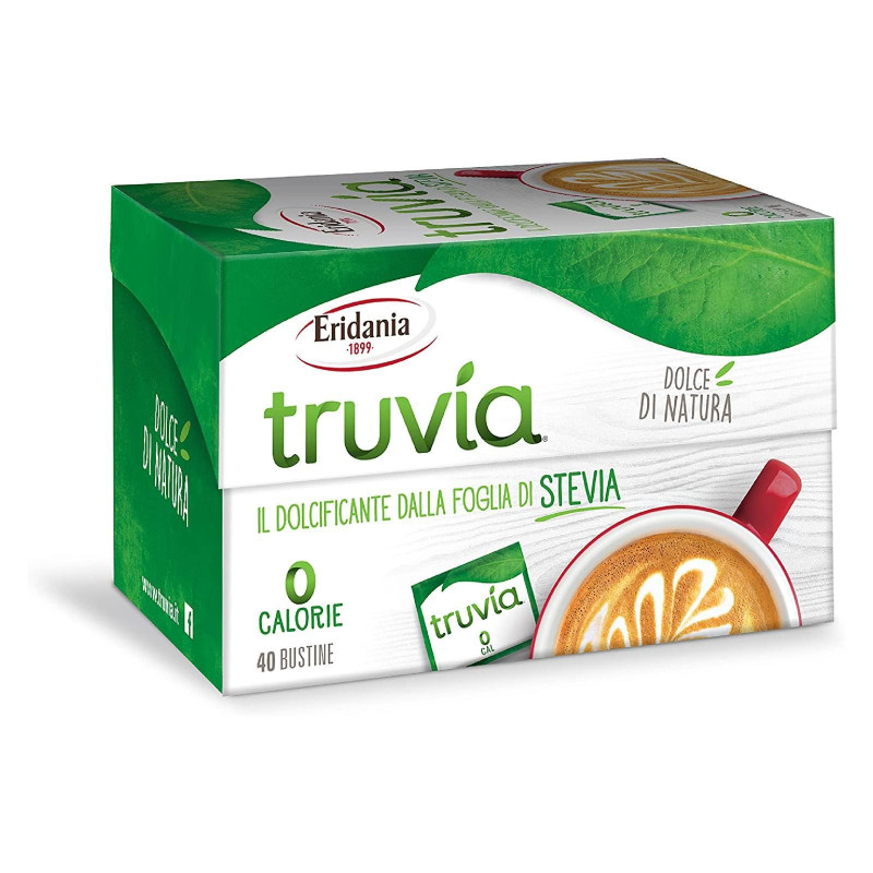 Dolcificante Truvia - Eridania - Foglia di Stevia - Box da 40 Bustine