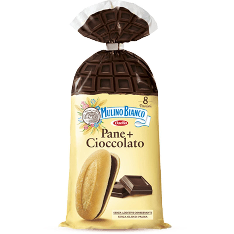 Merendine Mulino Bianco - Pane + Cioccolato - 8 Pz - 300 gr