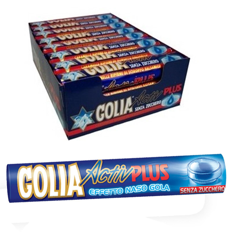 Caramelle Golia Active Plus Senza Zucchero - 12 Pacchetti da 34g