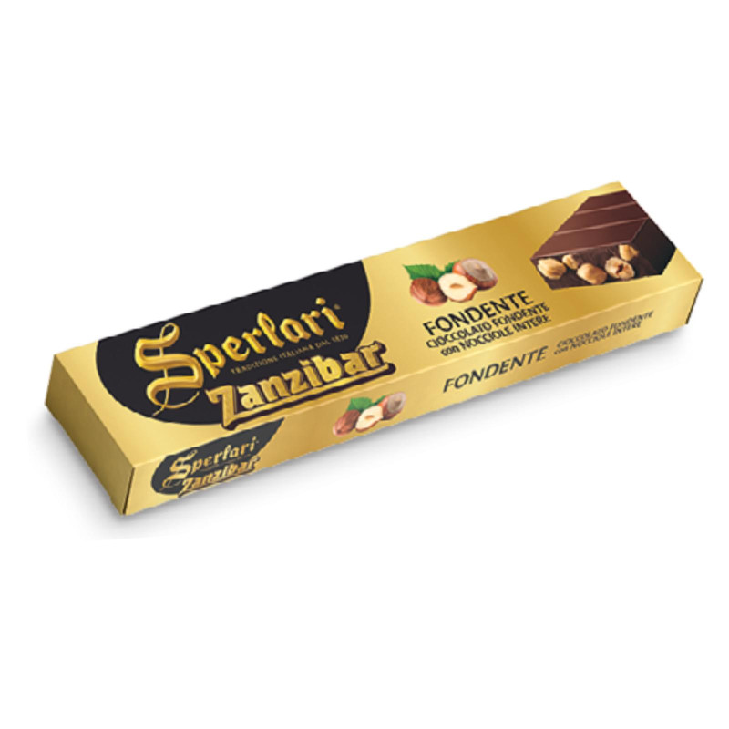 Torrone Sperlari - Zanzibar - Coccolato Fondente Con Nocciole - Barra 250 gr