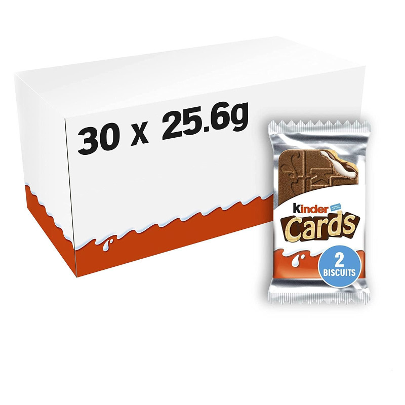 Biscotti Cioccolato al Latte - Kinder Cards - Box da 30 Astucci da 2 Pezzi