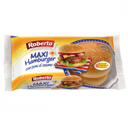 Panini Per Hamburger Con Semi di Sesamo - Roberto - 4 Maxi Panini -...