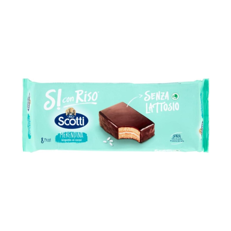 Merendine Scotti - Si Con Riso - Merendina Ricoperta al Cacao - Senza Lattosio - 264 gr