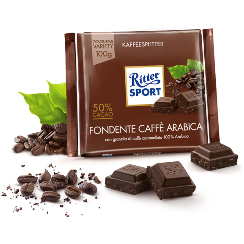 Tavoletta Ritter Sport - Fondente Caffe' Arabica - Cioccolato Fondente 50% - 100 gr