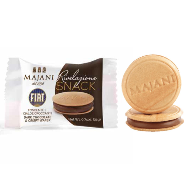 Snack Majani - Rivelazioni Snack Fondente - Cremino e Cialde Croccanti - 21 g