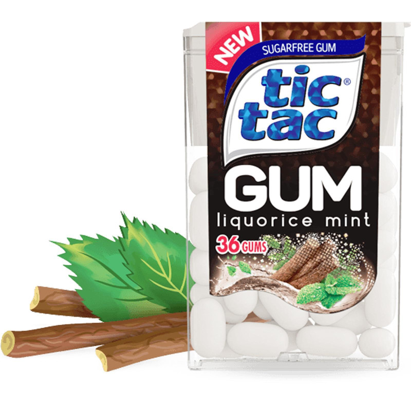 Tic Tac Gum - Gomme - Liquirizia e Menta - 36 Confetti - 12 Blister