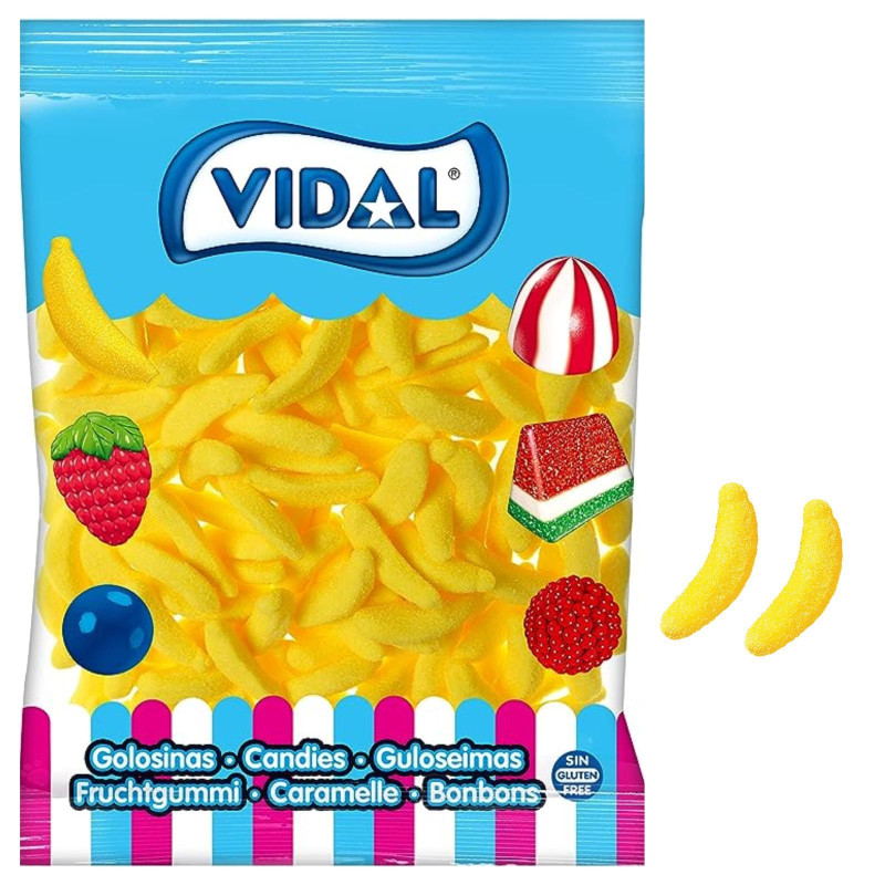 Caramelle Gommose - Banane Zuccherate - Vidal - Busta da 250 pezzi 1,5 Kg