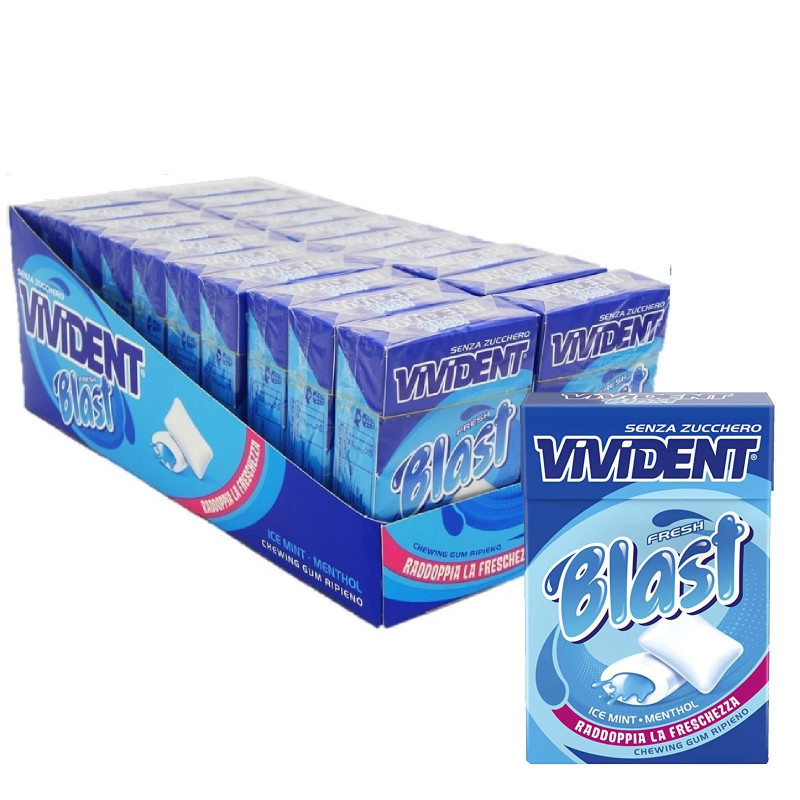 Gomme Da Masticare Ripiene - Vivident Fresh Blast Ice Mint - 20 Astucci da 30 gr