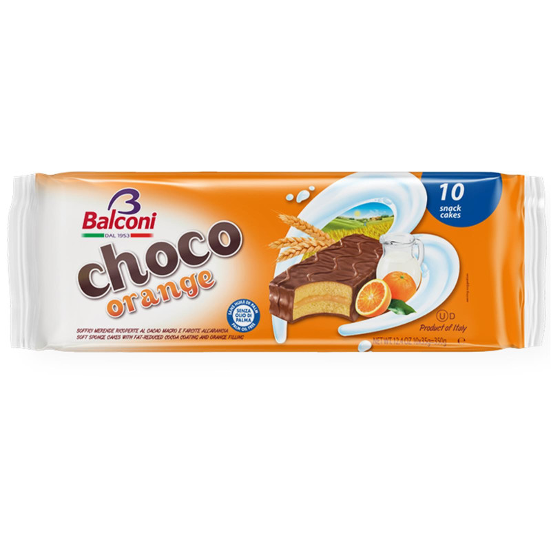 Merendine Balconi - Choco & Orange - 10 Pezzi - 350 gr