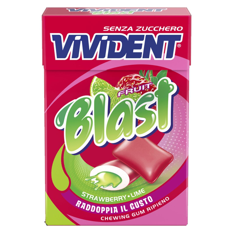 Gomme Da Masticare Ripiene Vivident Fruit Blast Fragola Lime 1 Astuccio da 30 gr