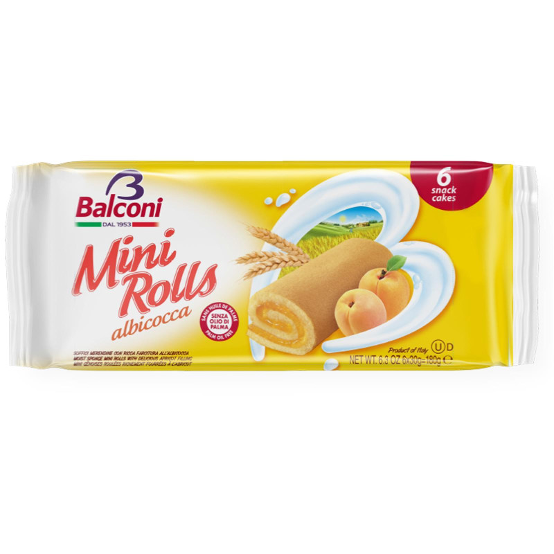 Merendine Balconi - Rollini - Mini Rolls all' Albicocca - 180 gr