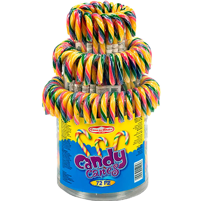 Bastoncini di Caramelle Candy Canes Arcobaleno 14 gr - 72 Pezzi