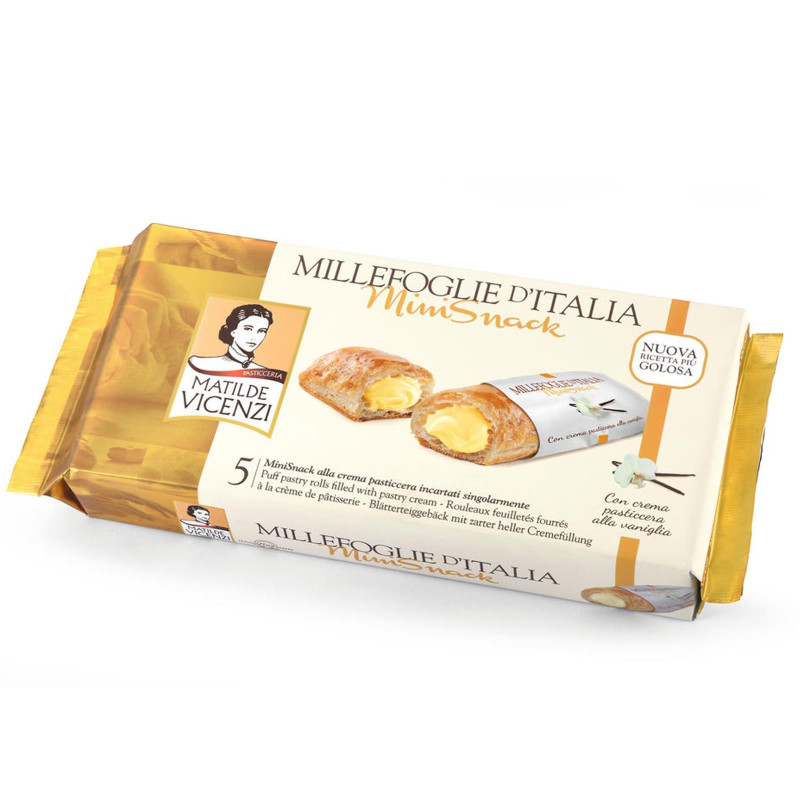 Millefoglie d'Italia - Mini Snack Con Crema Pasticcera - Vicenzi - 125 gr