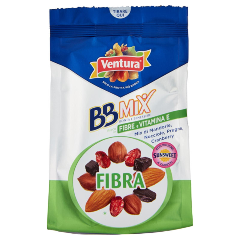 Snack Frutta Secca BBMix Fibra - Ventura - Mandorle Nocciole Prugne 150 gr