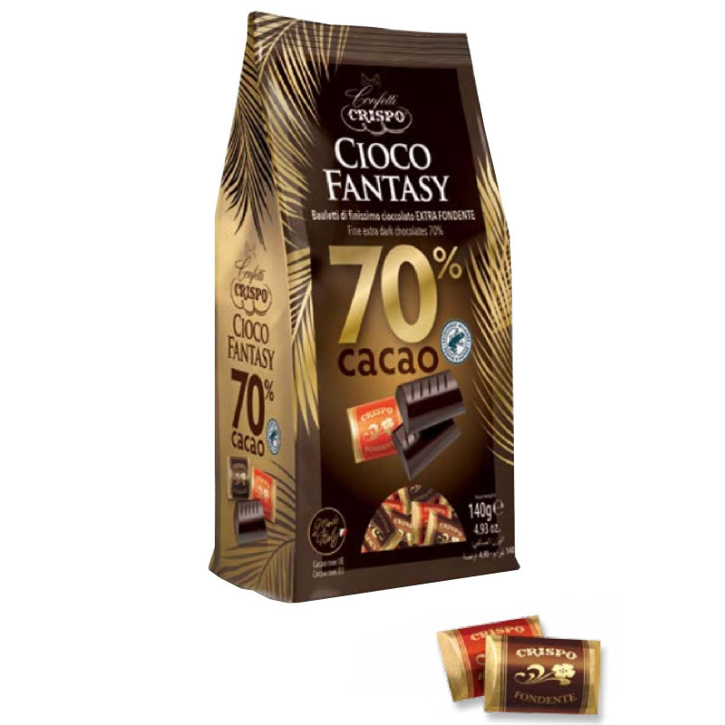 Praline Cioccolato - Crispo Cioco Fantasy - Bauletti Cioccolato Fondente 70% - 140 g