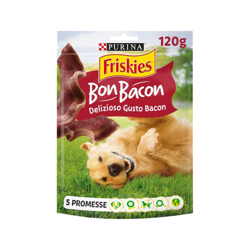 Biscotti per Cani Bon Bacon - Purina Friskies - Snack Cane all'Aroma di Bacon - 120 g