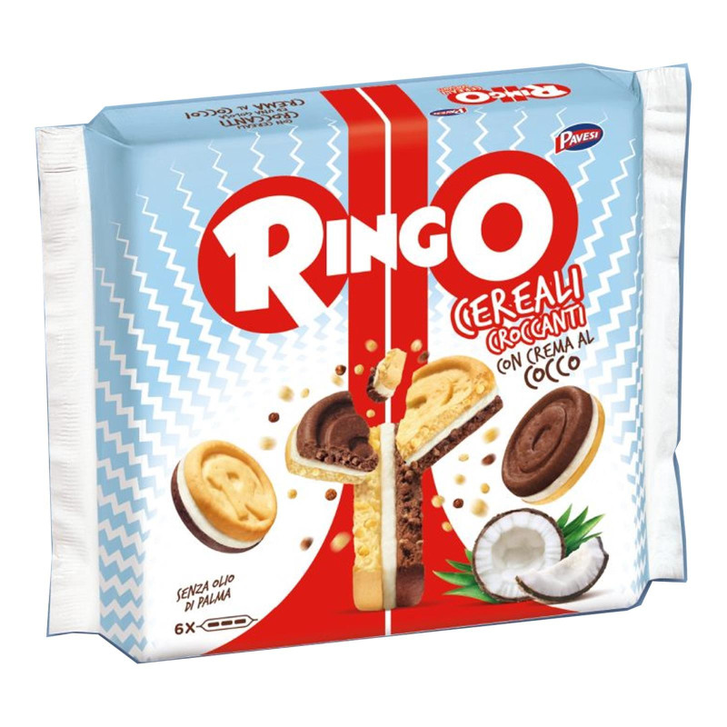 Biscotti Ringo Cereali Croccanti e Crema al Cocco - 6 Porzioni - 156 gr