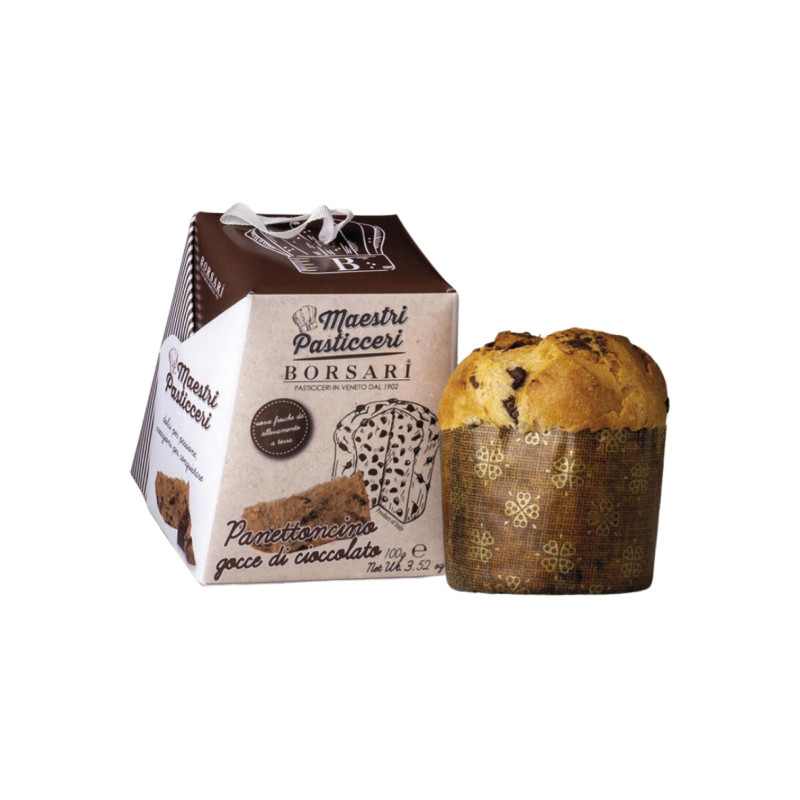 Mini Panettone - Borsari - Panettoncino con Gocce di Cioccolato - Astucciato - 24 x 100 g