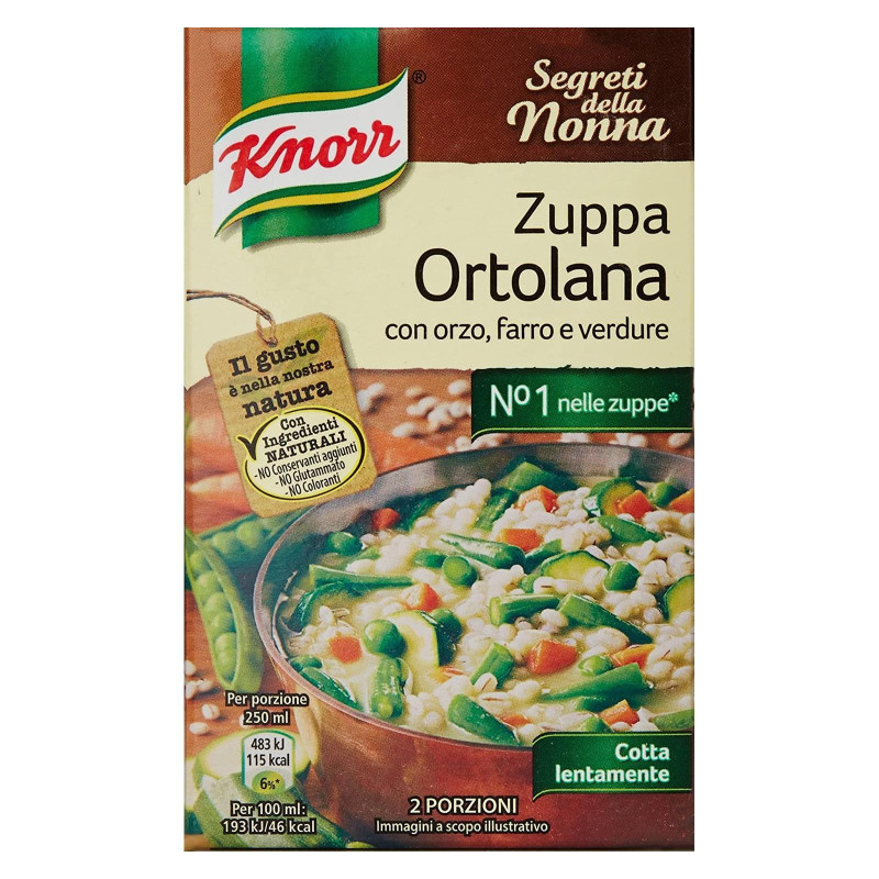 Zuppa Ortolana Con Orzo, Farro e Verdure - Knorr - 500 ml