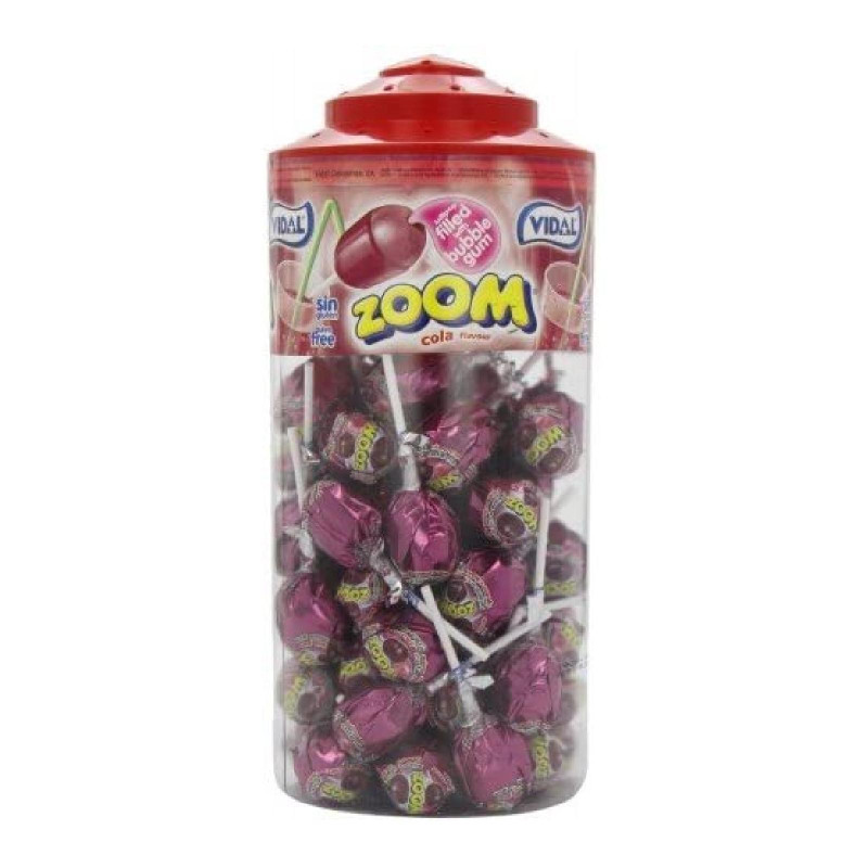 Lecca Lecca - Zoom - Gusto Cola - Ripieno Bubble Gum - Vidal - Barattolo da 50 pz