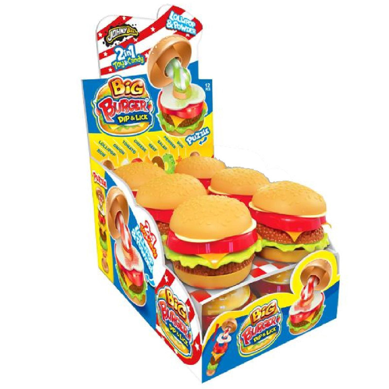 Popping & Lollipop - JohnyBee - Big Burger - Lecca Lecca + Caramelle In Polvere - 12 pz