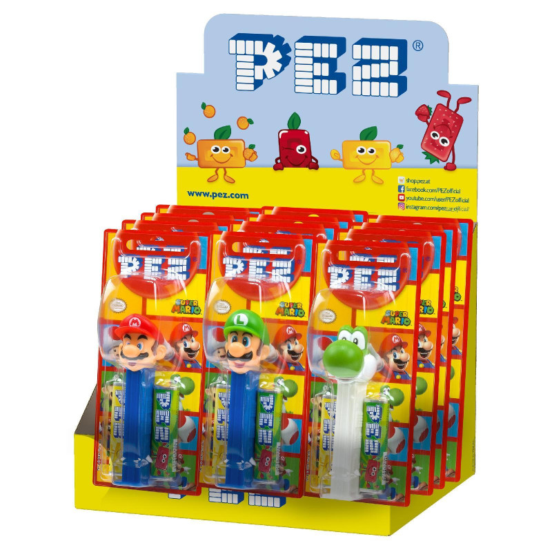 Caramelle Pez - Super Mario - Caramelle alla Frutta - 12 Blister da 17 g