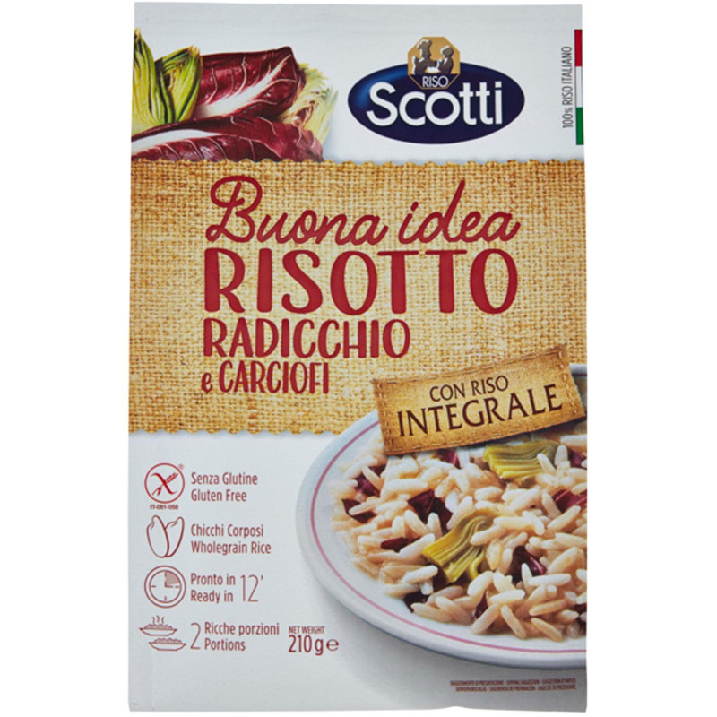 Risotti Scotti - Riso Integrale - Risotto Radicchio e Carciofi - 210 gr