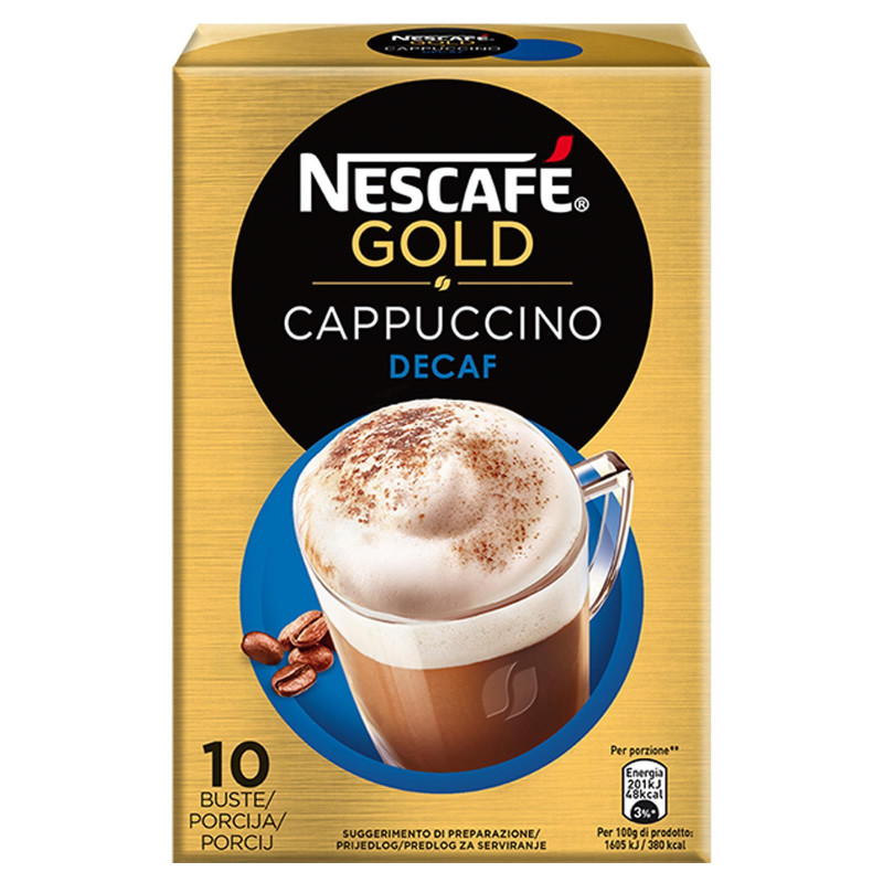 Caffe' Cappuccino Decaffeinato - Nescafe' Gold Decaf - 125 gr - 10 Bustine 