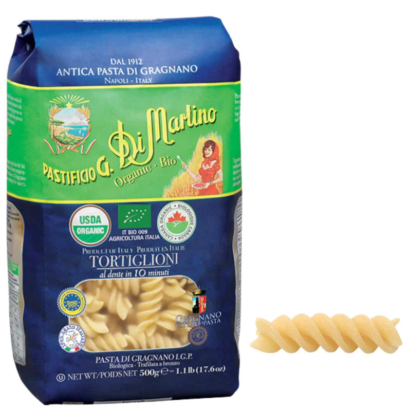 Pasta Di Martino Bio - Pasta Corta Biologica - Tortiglioni N° 182  - Pacco da 500 g