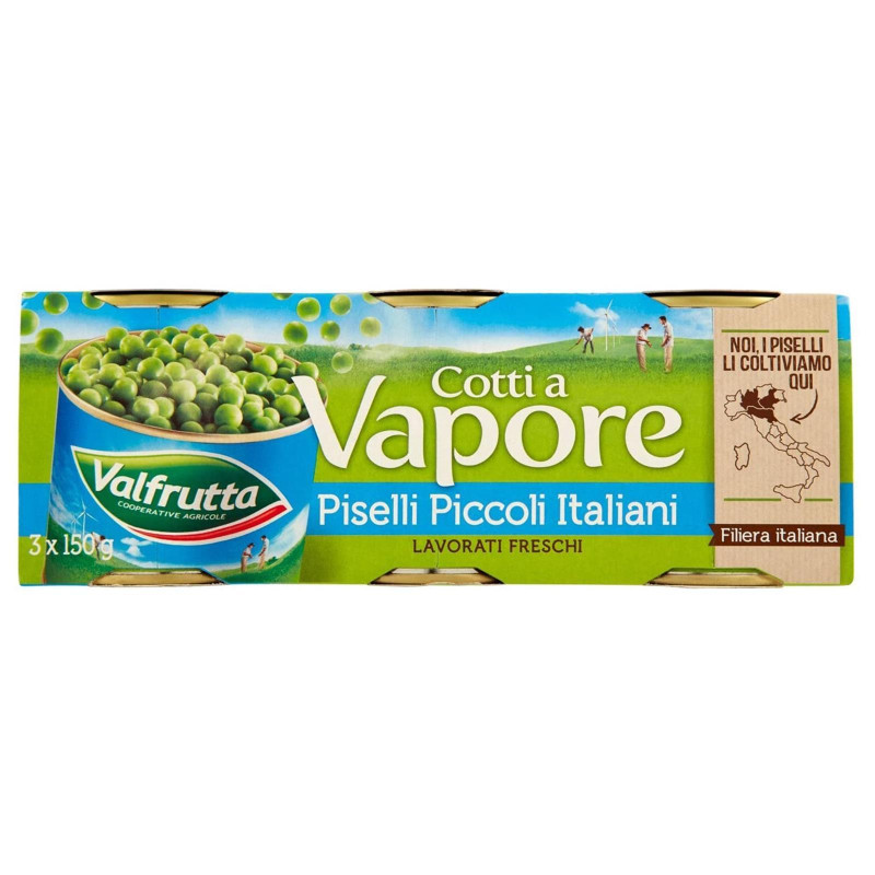 Piselli Valfrutta - Piselli Piccoli Italiani - 3 Barattoli da 150 gr