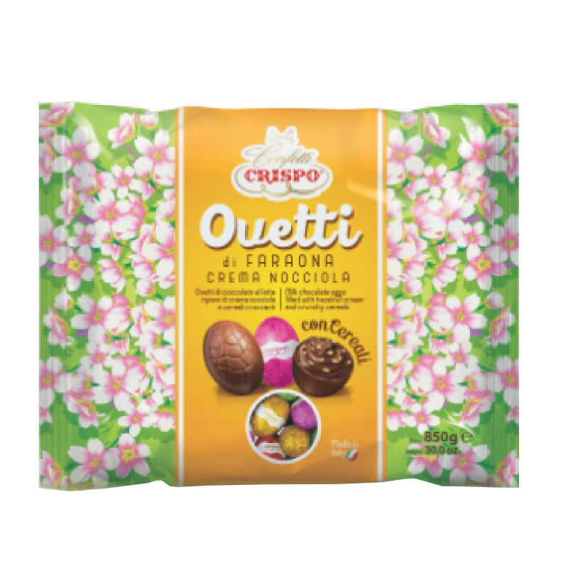 Ovetti Cioccolato al Latte Crispo - Ovetti Faraona - Crema alla Nocciola e Cereali - 850 g