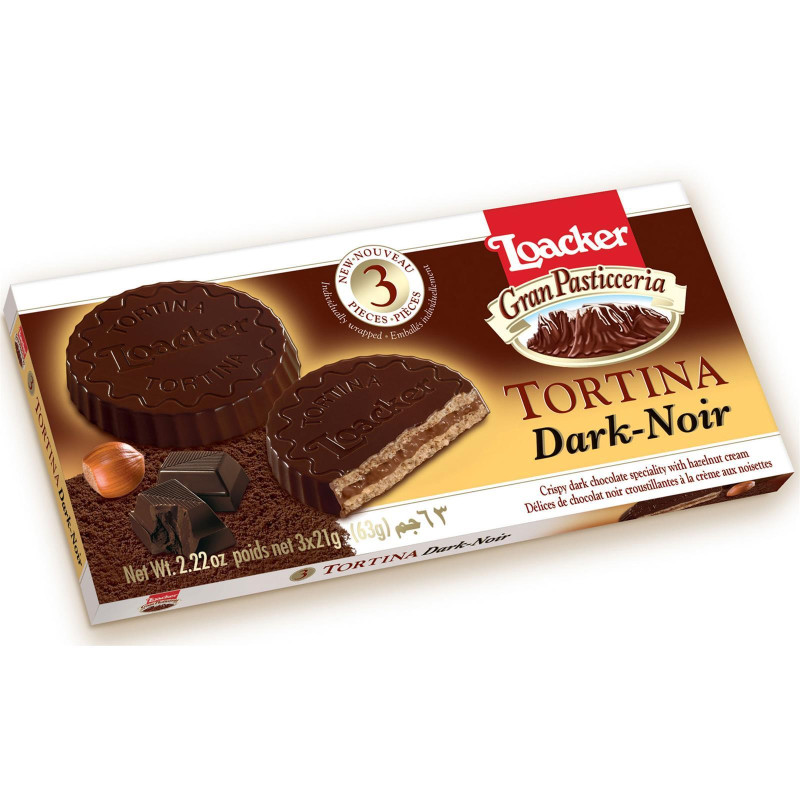 Biscotti Loacker Gran Pasticceria - La Tortina Dark Fondente 3 Pezzi da 21 gr