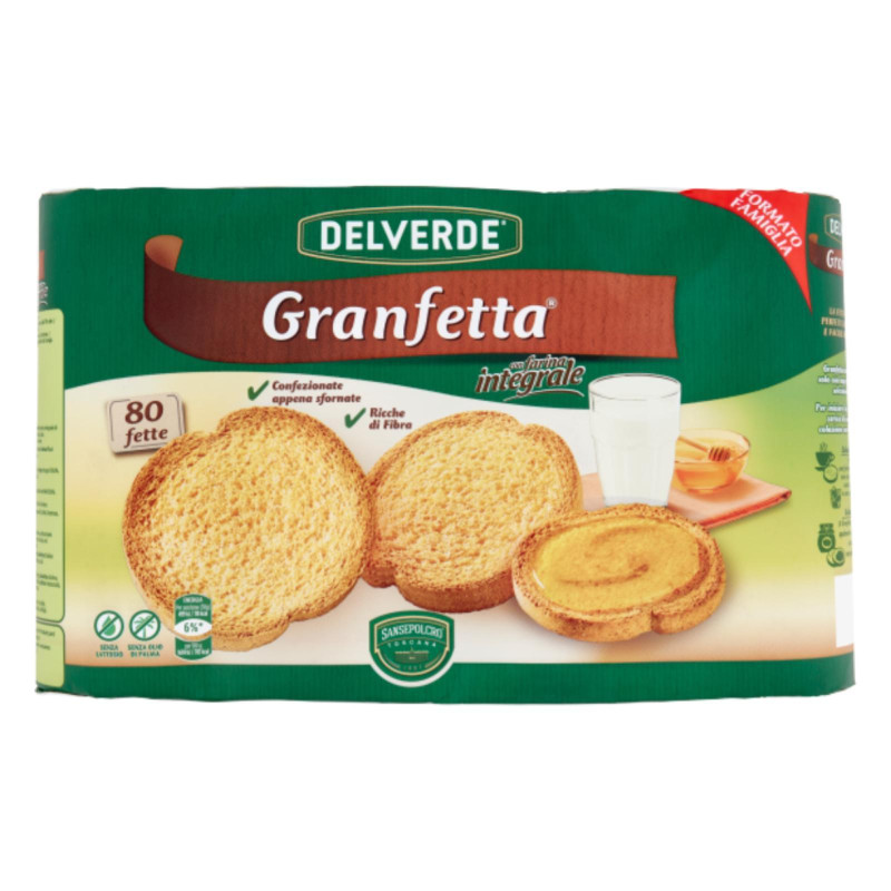 Fette Biscottate - Del Verde - Granfetta - Integrale - Sansepolcro - 80 Fette - 600 g