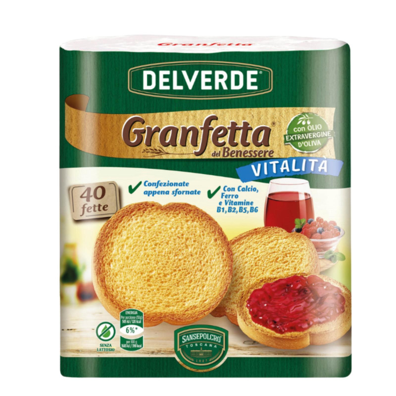 Fette Biscottate - Del Verde - Granfetta - Vitalità - Sansepolcro - 40 Fette - 300 g