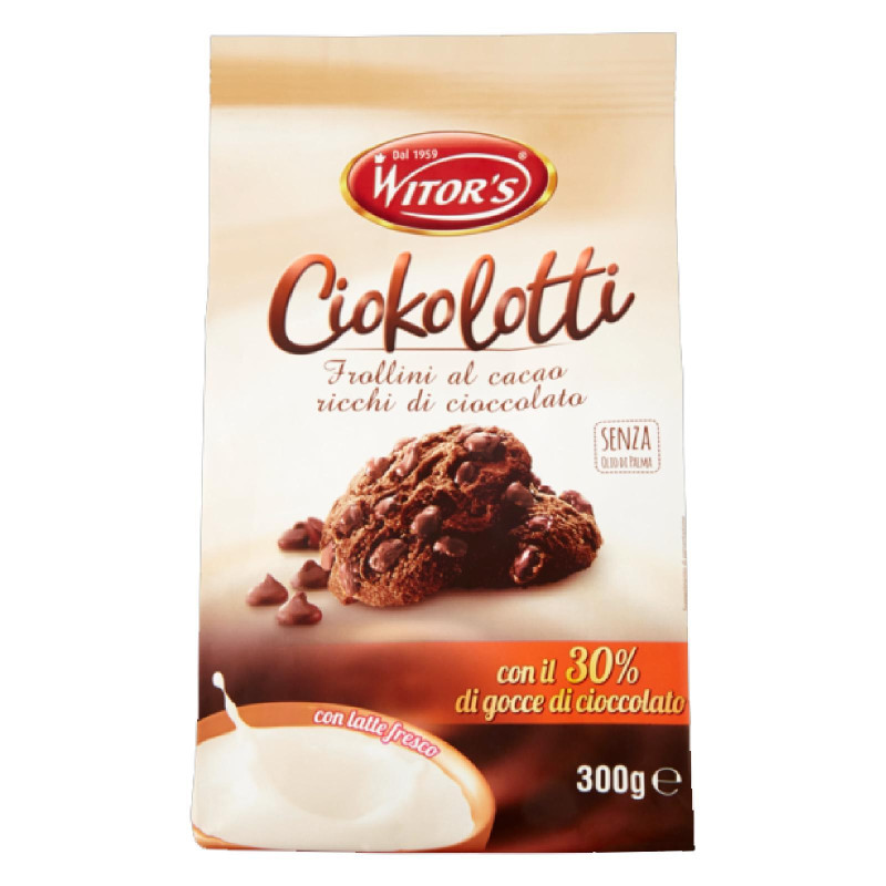 Biscotti Witor's - Ciokolotti - Cookie al Cacao con Gocce di Cioccolato - 300 gr