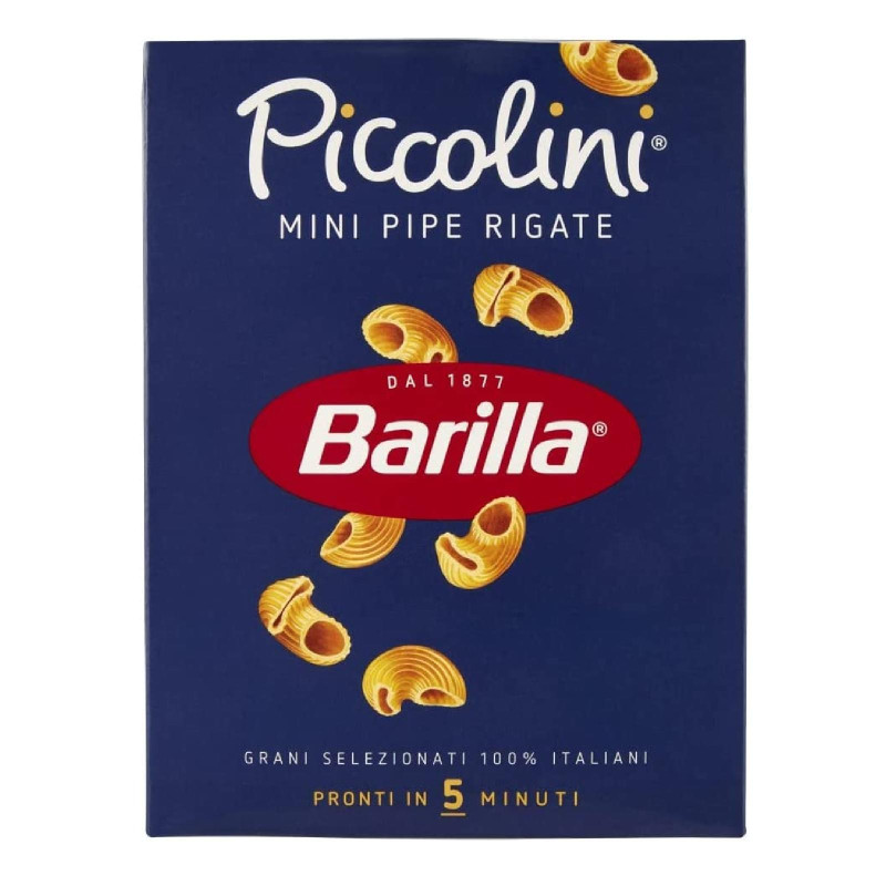 Pasta Barilla - Piccolini - Mini Pipe Rigate - Pacco da 500 g