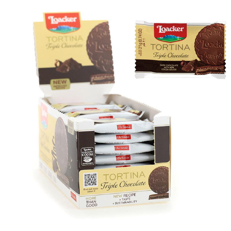 Biscotti Loacker Gran Pasticceria - La Tortina Triple Chocolate - Expo 24 Pezzi da 21 gr