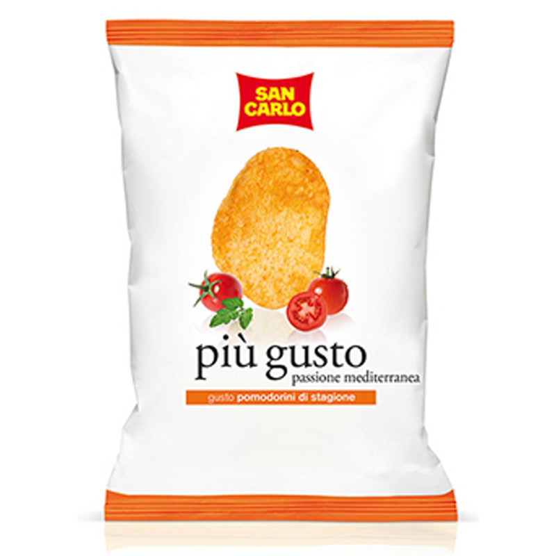 Busta Patatine San Carlo Piu' Gusto - Pomodorini di Stagione 50 gr - 20 Pezzi